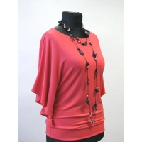 Bluzeczka Diana z pięknymi falbaniastymi rękawami - koralowa